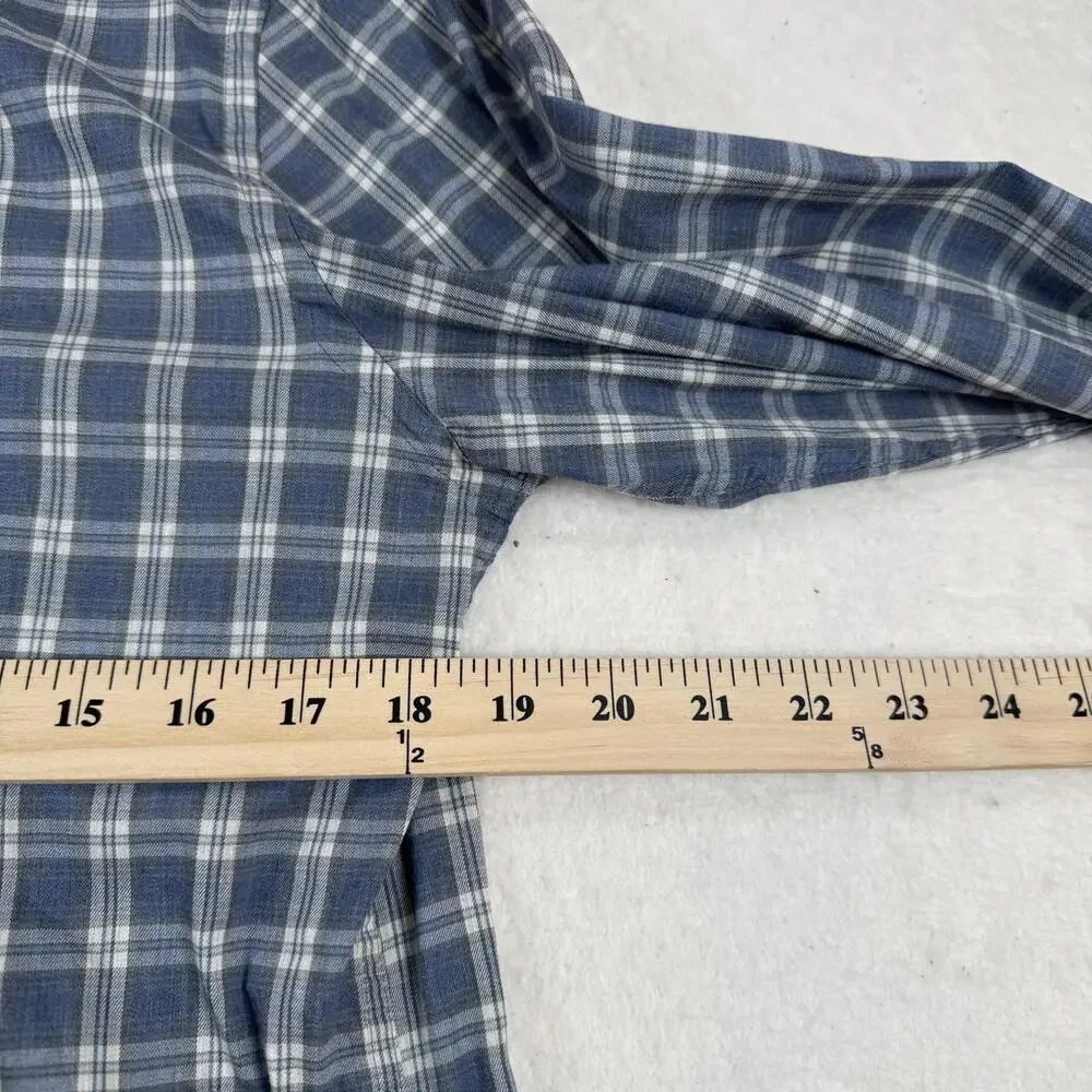 Faherty Shirt Mens Size M Blue Plaid  Long Sleeve Button Up Stretch
